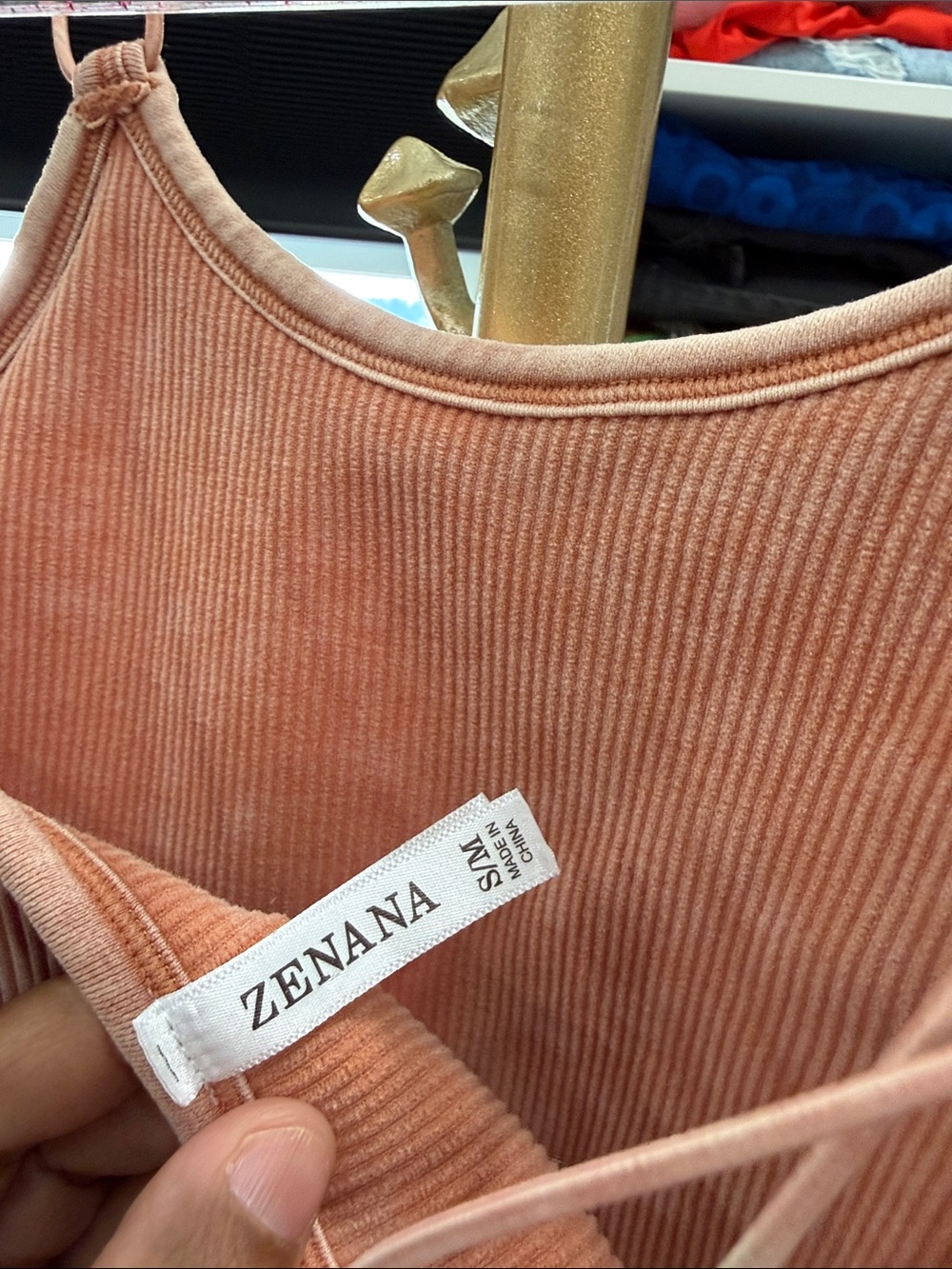 Zenana Ash Rose Ribbed Double-Strap Bralette Crop Top Small/Medium - Picture 4 of 5